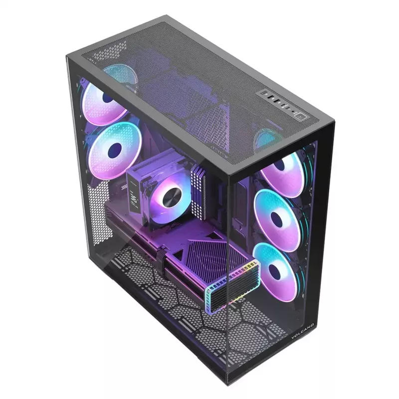 MODECOM Volcano SPACE XL ARGB Full Tower korpusas – E-ATX, grūdintas stiklas, ARGB, iki 440 mm GPU