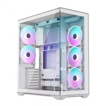 Korpusas MODECOM Volcano SPACE XL ARGB FULL TOWER 5F White – pilno bokšto, stiklas, ARGB, USB-C