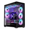 MODECOM Volcano SPACE XL NF pilno bokšto korpusas juodas, grūdintas stiklas, ARGB, micro-ATX, iki 44 cm GPU, 3×3,5 colio / 4×2,5 colio vietos, USB-A 2×, USB-C 1×