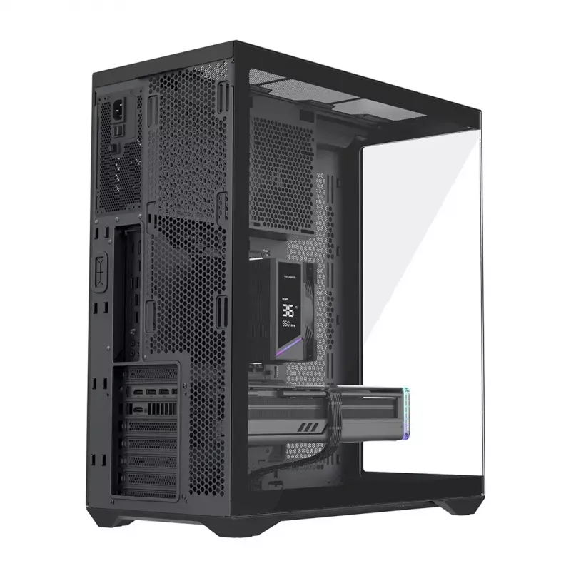 MODECOM Volcano SPACE XL NF pilno bokšto korpusas juodas, grūdintas stiklas, ARGB, micro-ATX, iki 44 cm GPU, 3×3,5 colio / 4×2,5 colio vietos, USB-A 2×, USB-C 1×
