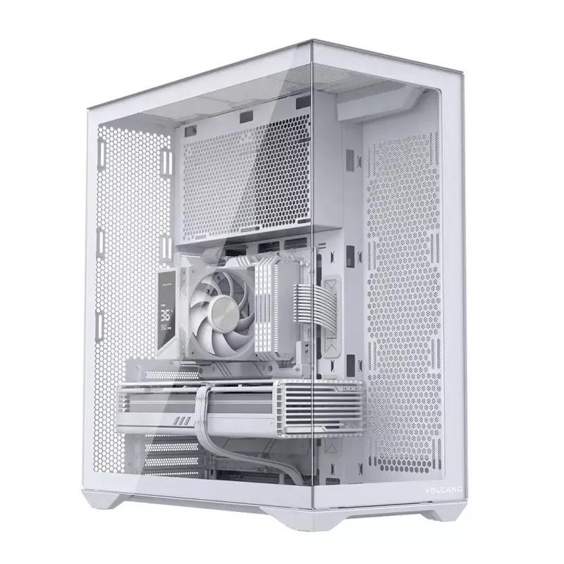 MODECOM Volcano SPACE XL FULL TOWER NF White — ARGB, grūdintas stiklas, 8 išplėtimo lizdai, iki 440 mm GPU