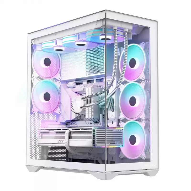 MODECOM Volcano SPACE XL FULL TOWER NF White — ARGB, grūdintas stiklas, 8 išplėtimo lizdai, iki 440 mm GPU
