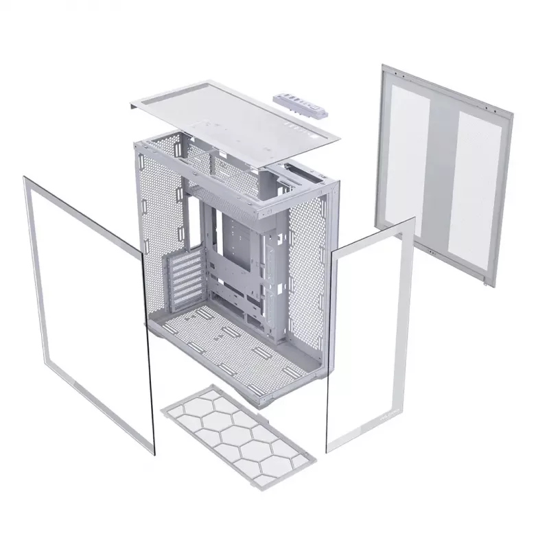 MODECOM Volcano SPACE XL FULL TOWER NF White — ARGB, grūdintas stiklas, 8 išplėtimo lizdai, iki 440 mm GPU