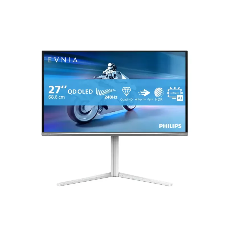 Philips Evnia 6000 27M2N6501L/01 monitorius 67,3 cm (26,5 colio) 2560 x 1440 pikselių Quad HD QD-OLED Baltas