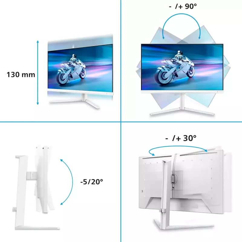 Philips Evnia 6000 27M2N6501L/01 monitorius 67,3 cm (26,5 colio) 2560 x 1440 pikselių Quad HD QD-OLED Baltas