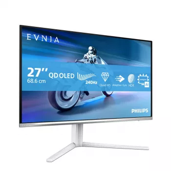 Philips Evnia 6000 27M2N6501L/01 monitorius 67,3 cm (26,5 colio) 2560 x 1440 pikselių Quad HD QD-OLED Baltas