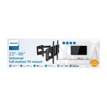 Perniojamasis TV stovas Philips SQM9640/00 58,4 cm–2,18 m (23 col.–86 col.), iki 55 kg, VESA 200x100–600x400, pakreipimas ±15°, pasukimas 180° — Juodas