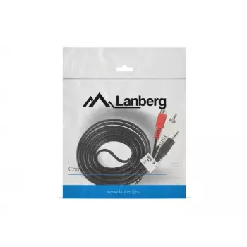 Garso kabelis Lanberg CA-MJRC-10CC-0020-BK 3,5 mm – RCA 2 m juodas raudonas baltas