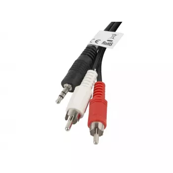 Garso kabelis Lanberg CA-MJRC-10CC-0020-BK 3,5 mm – RCA 2 m juodas raudonas baltas