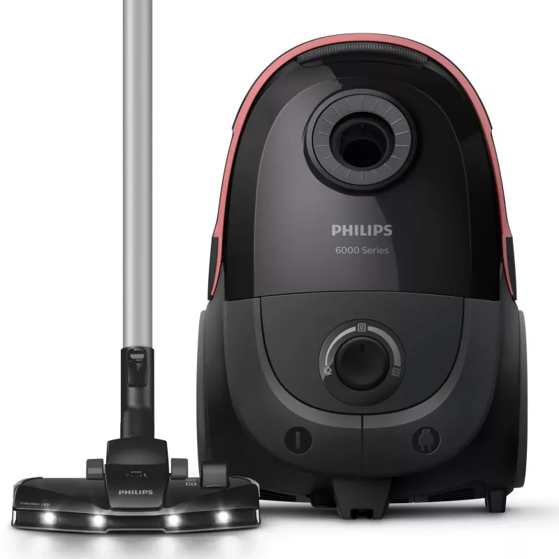 Cilindrinis dulkių siurblys Philips XD6142/12 — 900 W, 4 L dulkių maišas, HEPA filtras, juodas