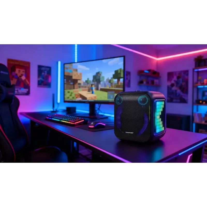 Patalpų/lauko garsiakalbių sistema BLAUPUNKT PB6LED — 40 W RMS, Bluetooth, FM, MicroSD, LED ekranas, 4500 mAh baterija