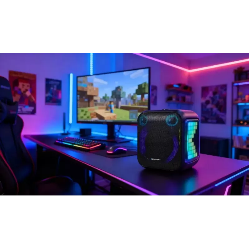 Patalpų/lauko garsiakalbių sistema BLAUPUNKT PB6LED — 40 W RMS, Bluetooth, FM, MicroSD, LED ekranas, 4500 mAh baterija
