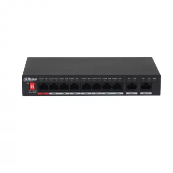 Dahua Technology PoE PFS3010-8ET-96-V2 tinklo jungiklis nevaldomas Gigabit Ethernet (10/100/1000) „Power over Ethernet“ (PoE) juodas