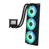 Vandens aušintuvas ASUS MAX GAMING LC 360 ARGB LCD — 360 mm radiatorius, 120 mm ventiliatoriai, palaiko AM4/AM5/LGA1700, juodas