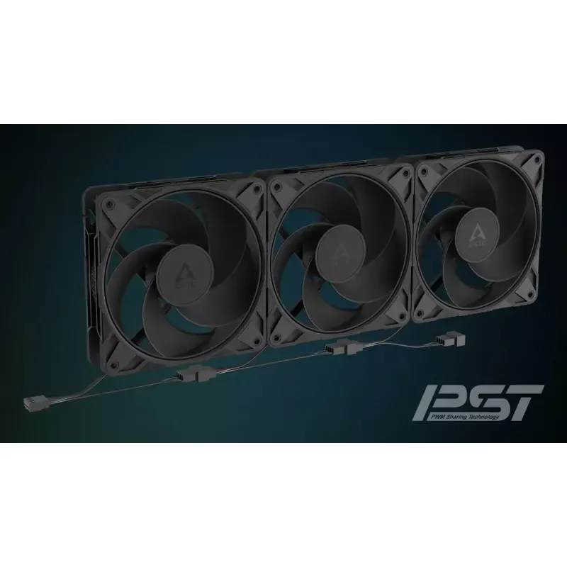 120 mm PWM A-RGB ventiliatorius Arctic Freezer P12 Pro Reverse — 124 m³/h, Fluid Dynamic Bearing, juodas