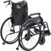 Lengvas lydinio neįgaliojo vežimėlis MDH NAVY1 — aliumininis rėmas, sėdynė 46×42 cm, max 120 kg, sulankstomas, 14,7 kg
