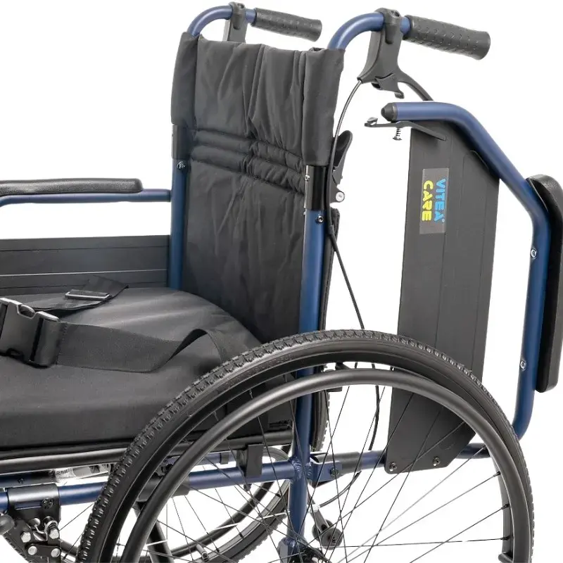 Lengvas lydinio neįgaliojo vežimėlis MDH NAVY1 — aliumininis rėmas, sėdynė 46×42 cm, max 120 kg, sulankstomas, 14,7 kg