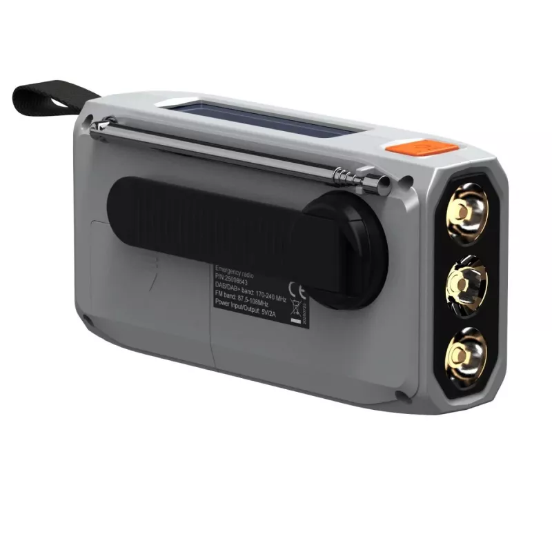 Nešiojamas sukamasis radijas Marmitek RESQ 100 – DAB/DAB+/FM, 3 W, LCD, USB‑C, 3,5 mm lizdas, šviesiai pilkas