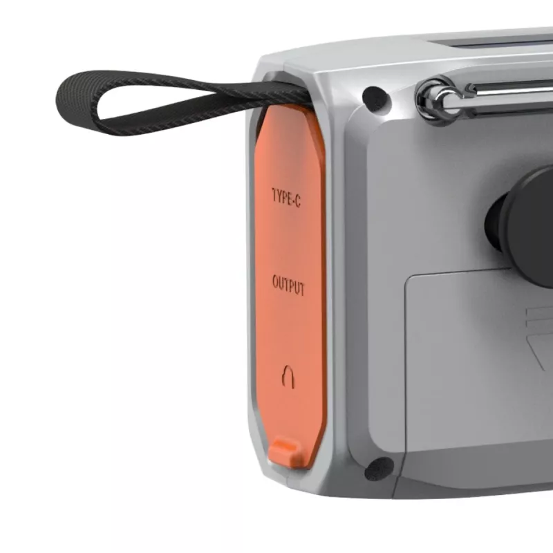 Nešiojamas sukamasis radijas Marmitek RESQ 100 – DAB/DAB+/FM, 3 W, LCD, USB‑C, 3,5 mm lizdas, šviesiai pilkas
