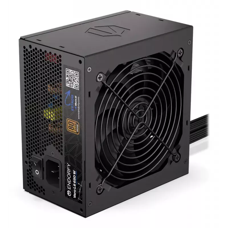 Maitinimo blokas ENDORFY Vero L6 650 W ATX 24-pin, 80 PLUS Bronze, 120 mm ventiliatorius, juodas