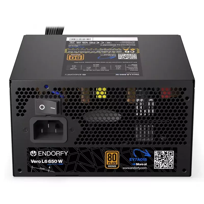 Maitinimo blokas ENDORFY Vero L6 650 W ATX 24-pin, 80 PLUS Bronze, 120 mm ventiliatorius, juodas