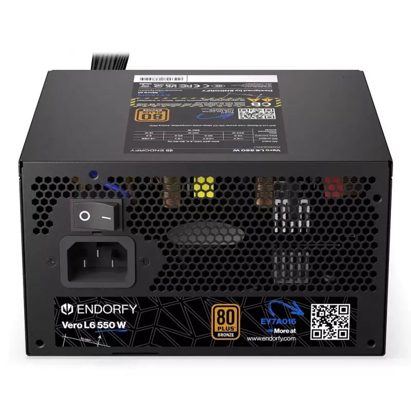 Maitinimo blokas ENDORFY Vero L6 550 W ATX 24-pin 80 PLUS Bronze, 120 mm ventiliatorius, juodas