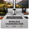 AXAGON HMC-WL9 USB-C 9-in-1 Docking Hub su belaidžiu įkrovimu, 10 Gbps, 100W PD, 8K HDMI, Ethernet