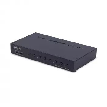 StarTech.com 8 prievadų HDMI KVM jungiklis su 1U stovo montavimo rinkiniu, 4K 60Hz HDMI 2.0, mygtukų ir karštųjų klavišų perjungimas, 4 prievadų USB šakotuvas, nepriklausomas nuo OS, atitinka TAA