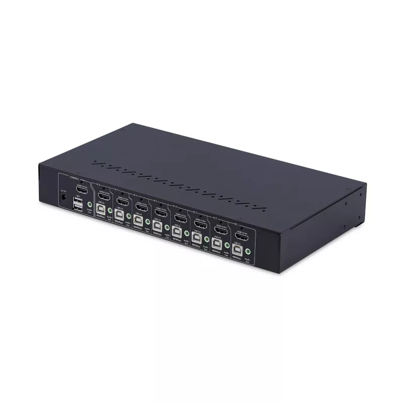StarTech.com 8 prievadų HDMI KVM jungiklis su 1U stovo montavimo rinkiniu, 4K 60Hz HDMI 2.0, mygtukų ir karštųjų klavišų perjungimas, 4 prievadų USB šakotuvas, nepriklausomas nuo OS, atitinka TAA