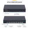 StarTech.com 8 prievadų HDMI KVM jungiklis su 1U stovo montavimo rinkiniu, 4K 60Hz HDMI 2.0, mygtukų ir karštųjų klavišų perjungimas, 4 prievadų USB šakotuvas, nepriklausomas nuo OS, atitinka TAA