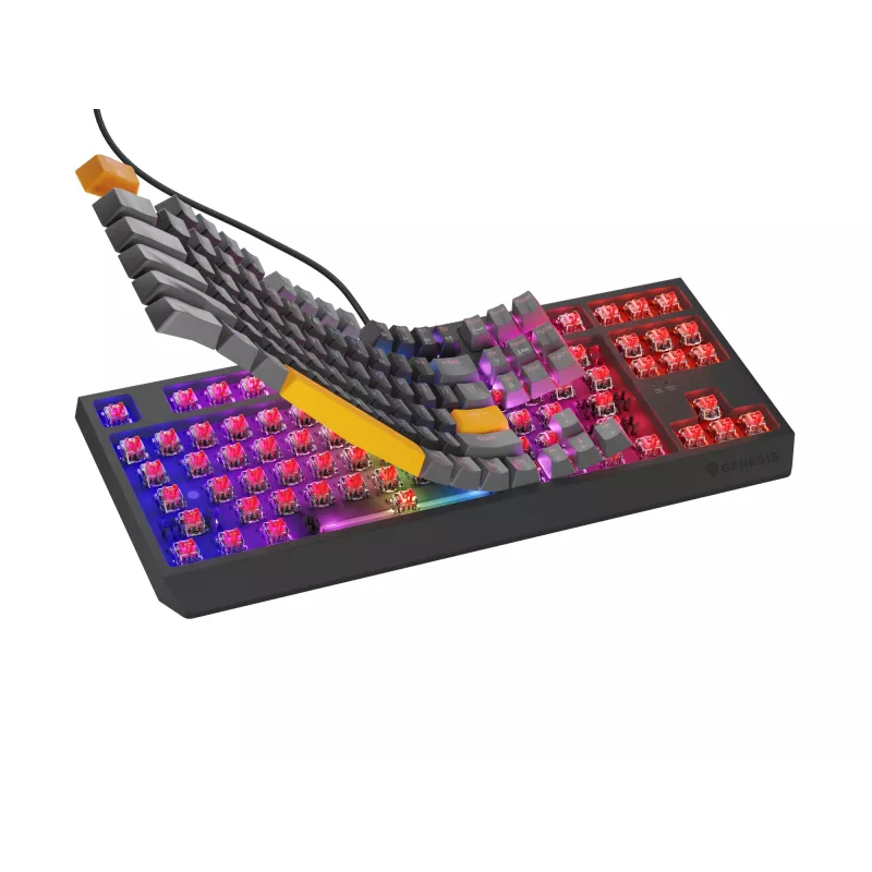 GENESIS Thor 230 TKL belaidė klaviatūra Gaming USB + RF Wireless + Bluetooth QWERTY Juoda, Pilka, Oranžinė