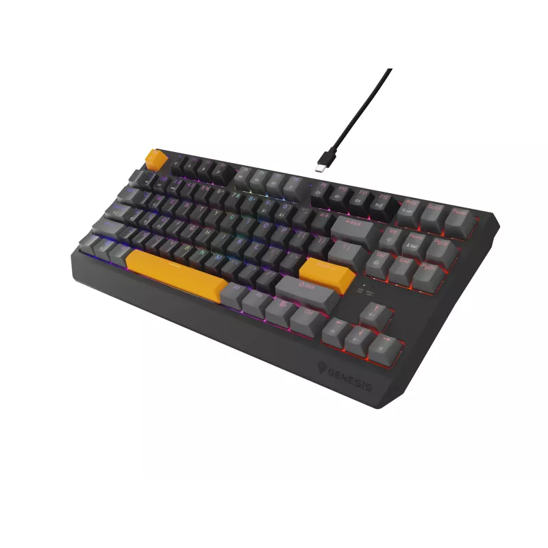 GENESIS Thor 230 TKL belaidė klaviatūra Gaming USB + RF Wireless + Bluetooth QWERTY Juoda, Pilka, Oranžinė