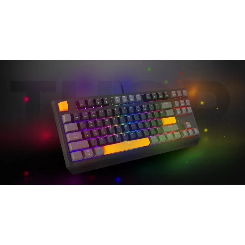 GENESIS Thor 230 TKL belaidė klaviatūra Gaming USB + RF Wireless + Bluetooth QWERTY Juoda, Pilka, Oranžinė