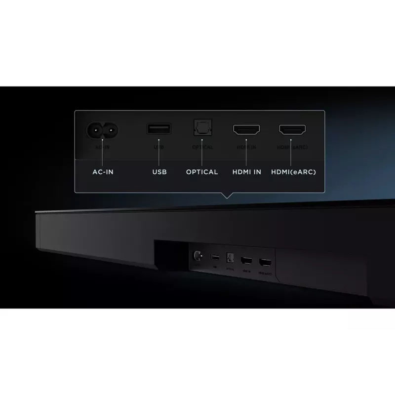 TCL Q Q85H Class 7.1.4 kanalų garso juosta su Dolby Atmos, belaidžiu žemų dažnių garsiakalbiu ir belaidžiais erdviniais garsiakalbiais