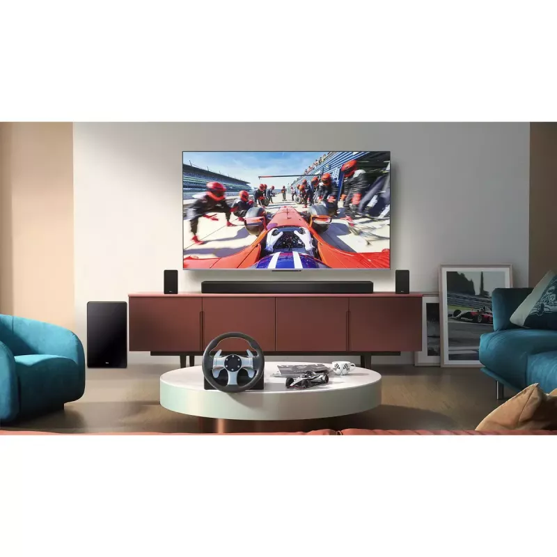 TCL Q Q85H Class 7.1.4 kanalų garso juosta su Dolby Atmos, belaidžiu žemų dažnių garsiakalbiu ir belaidžiais erdviniais garsiakalbiais