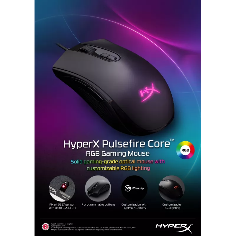 HyperX Pulsefire Core – žaidimų pelė (juoda)