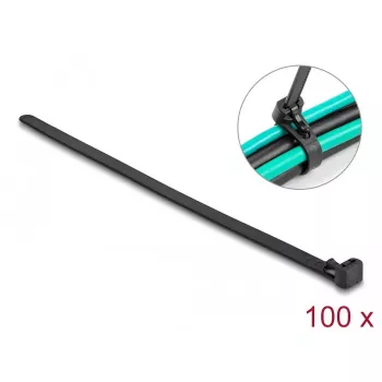 Kabelio raištis su lipnia juosta DeLOCK 300x7,6 mm juodas 100 vnt.