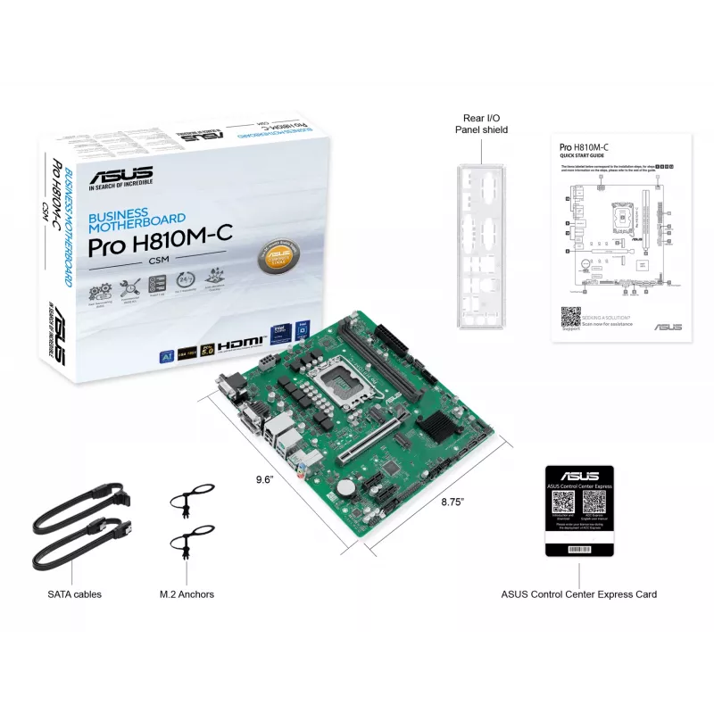ASUS PRO H810M-C-CSM pagrindinė plokštė Intel H810 LGA 1851 micro ATX