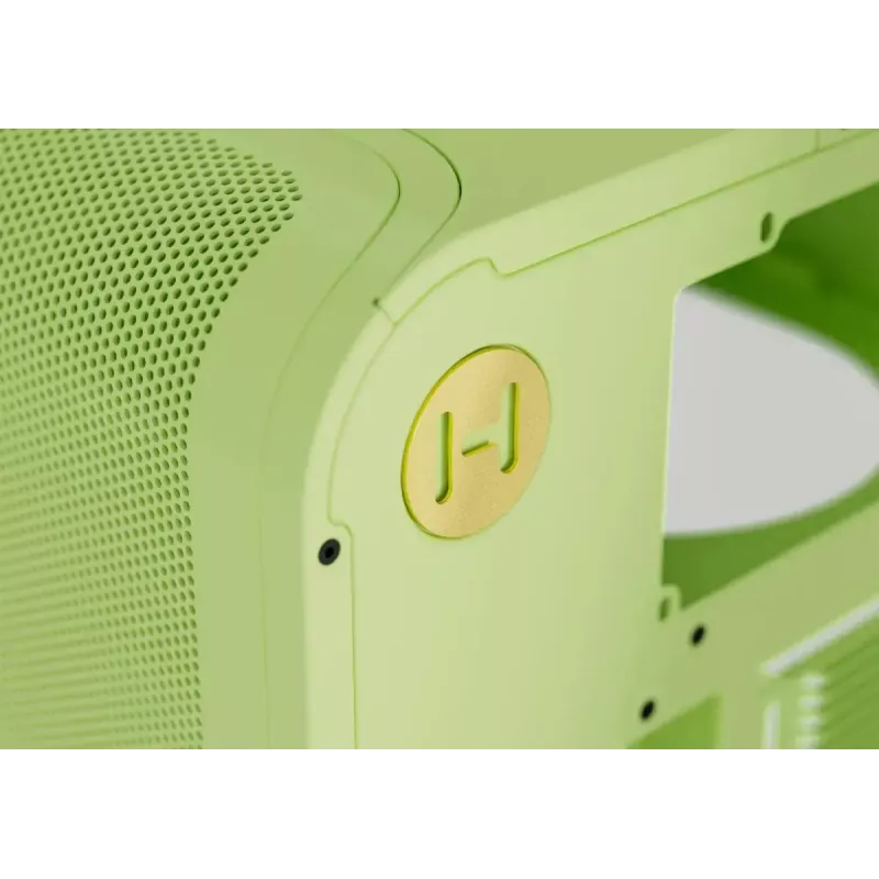 Vidutinis bokštinis korpusas HYTE X50 Matcha Milk – ATX/mATX/Mini-ITX, grūdintas stiklas, priekinė I/O