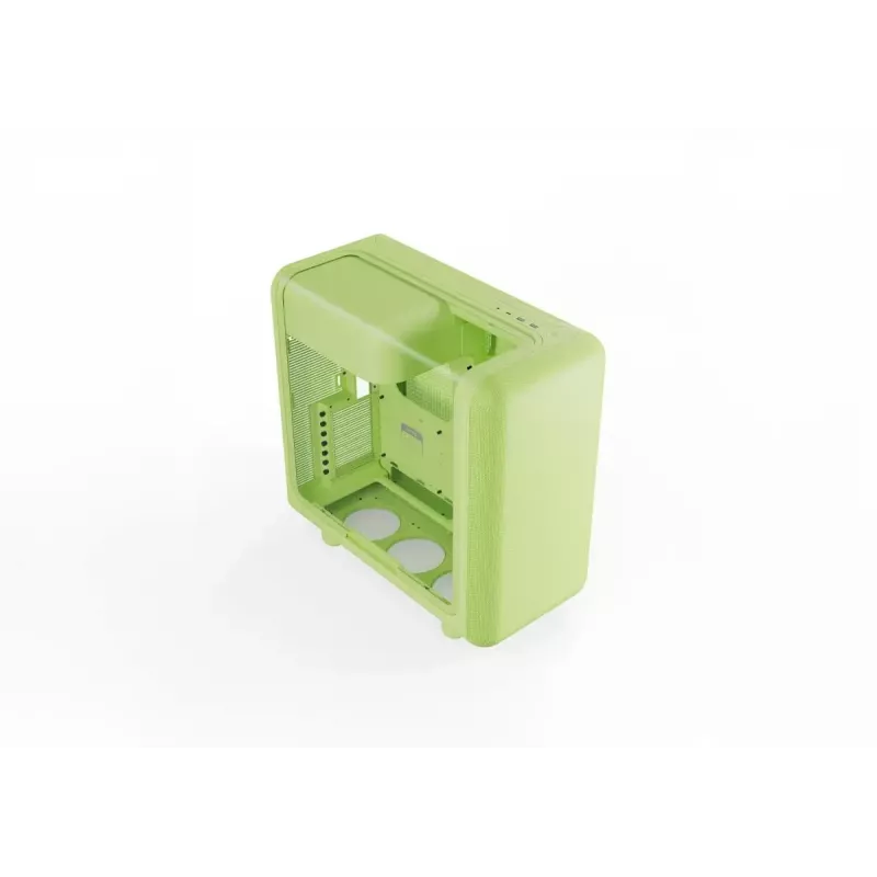 Vidutinis bokštinis korpusas HYTE X50 Matcha Milk – ATX/mATX/Mini-ITX, grūdintas stiklas, priekinė I/O