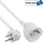 Prailginimo laidas InLine su kampuotu kištuku F tipas, baltas, 3 m, 1 lizdas, 230 V