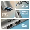 USB šakotuvas AXAGON HUE-STA — 4 prievadų aliuminė juosta, 1× USB-A 5Gbps + 2× USB-A ir 1× USB-C 480Mbps, USB-A šeimininkas, pilka