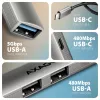 USB centrinis įrenginys AXAGON HUE-STC, 4 prievadų aliumininis strypas, 1x USB-A 5Gbps + 2x USB-A ir 1x USB-C 480Mbps, USB-C šeimininkas, 12 cm kabelis, pilka spalva