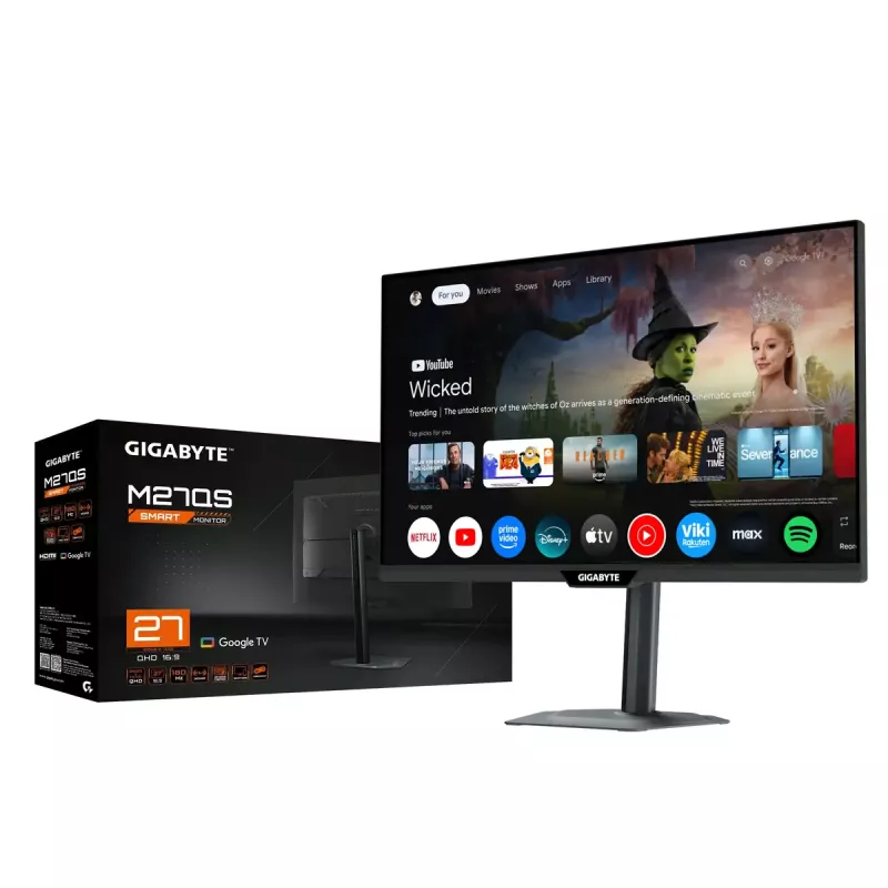 27 colių GIGABYTE M27QS 2K QHD išmanusis monitorius – 2560x1440, 180Hz, 1ms, 350 cd/m², FreeSync, DisplayHDR400, HDMI 2.0, DP 1.4