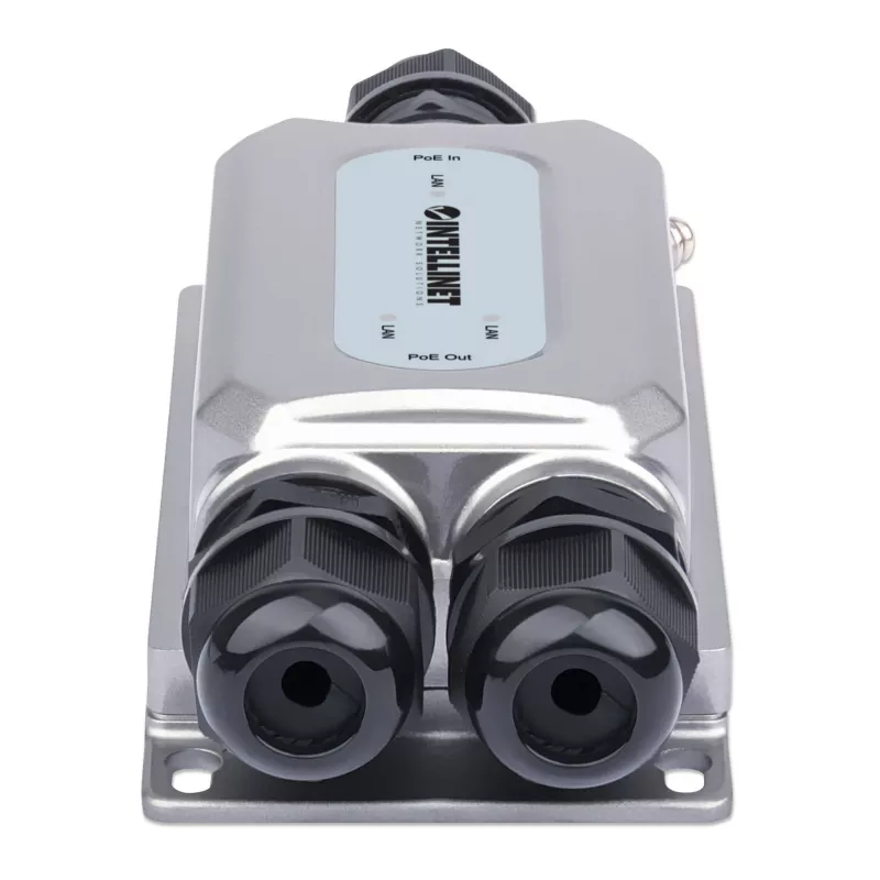 Intellinet 2-Port lauko vandalams atsparus Gigabit PoE++ prailgintuvas, du 30 W prievadai, prailgina PoE iki 100 m, 60 W galios biudžetas, suderinamas su IEEE 802.3bt (4PPoE), IP67, IK10, metalinis korpusas
