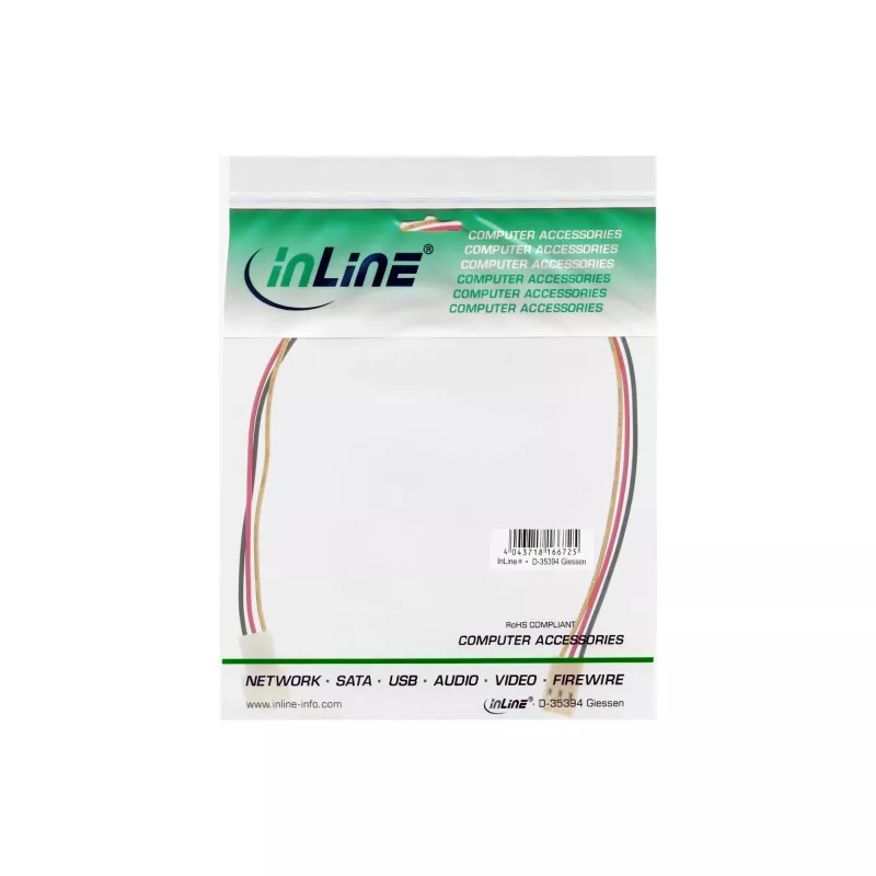 InLine 3 kontaktų Molex ventiliatoriaus laido ilginimas, 1 m