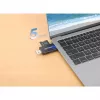 Manhattan USB-A / USB-C kombinuotas kelių kortelių skaitytuvas / rašytuvas, 5 Gbps (USB 3.2 Gen1), vyriškas, microSD ir SD/MMC lizdai, mini formatas, SuperSpeed USB, Windows / Mac, juoda / permatoma, trejų metų garantija