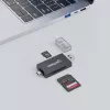 Manhattan USB-A / USB-C kombinuotas kelių kortelių skaitytuvas / rašytuvas, 5 Gbps (USB 3.2 Gen1), vyriškas, microSD ir SD/MMC lizdai, mini formatas, SuperSpeed USB, Windows / Mac, juoda / permatoma, trejų metų garantija