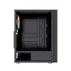 PC korpusas GEMBIRD Fornax 2500 Midi Tower juodas — ATX/ITX, grūdintas stiklas, RGB, 3x120mm priekyje, 2x2,5 colio vietos