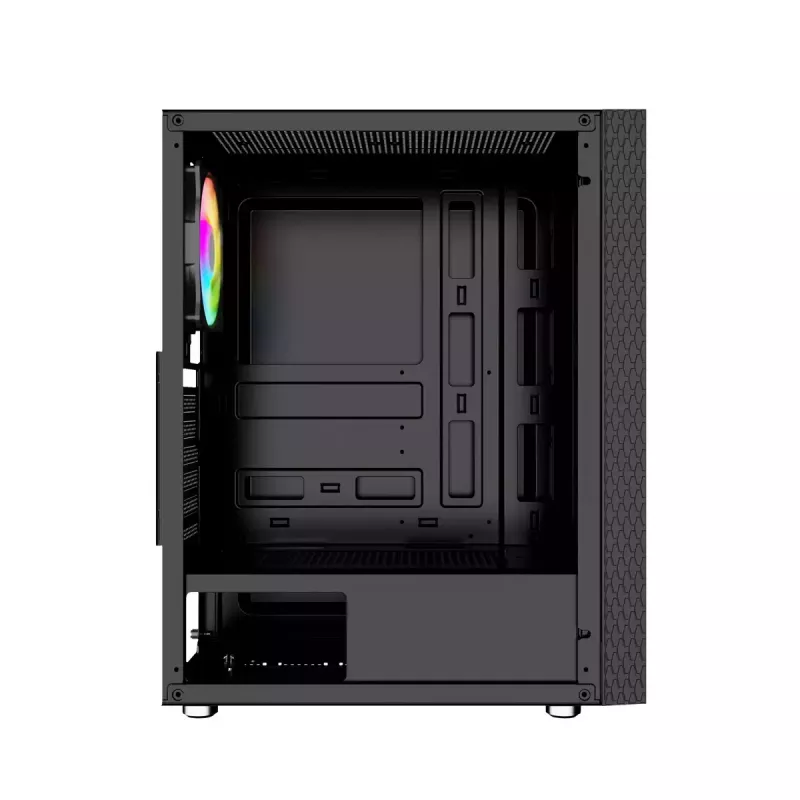 PC korpusas GEMBIRD Fornax 2500 Midi Tower juodas — ATX/ITX, grūdintas stiklas, RGB, 3x120mm priekyje, 2x2,5 colio vietos